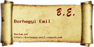 Borhegyi Emil névjegykártya